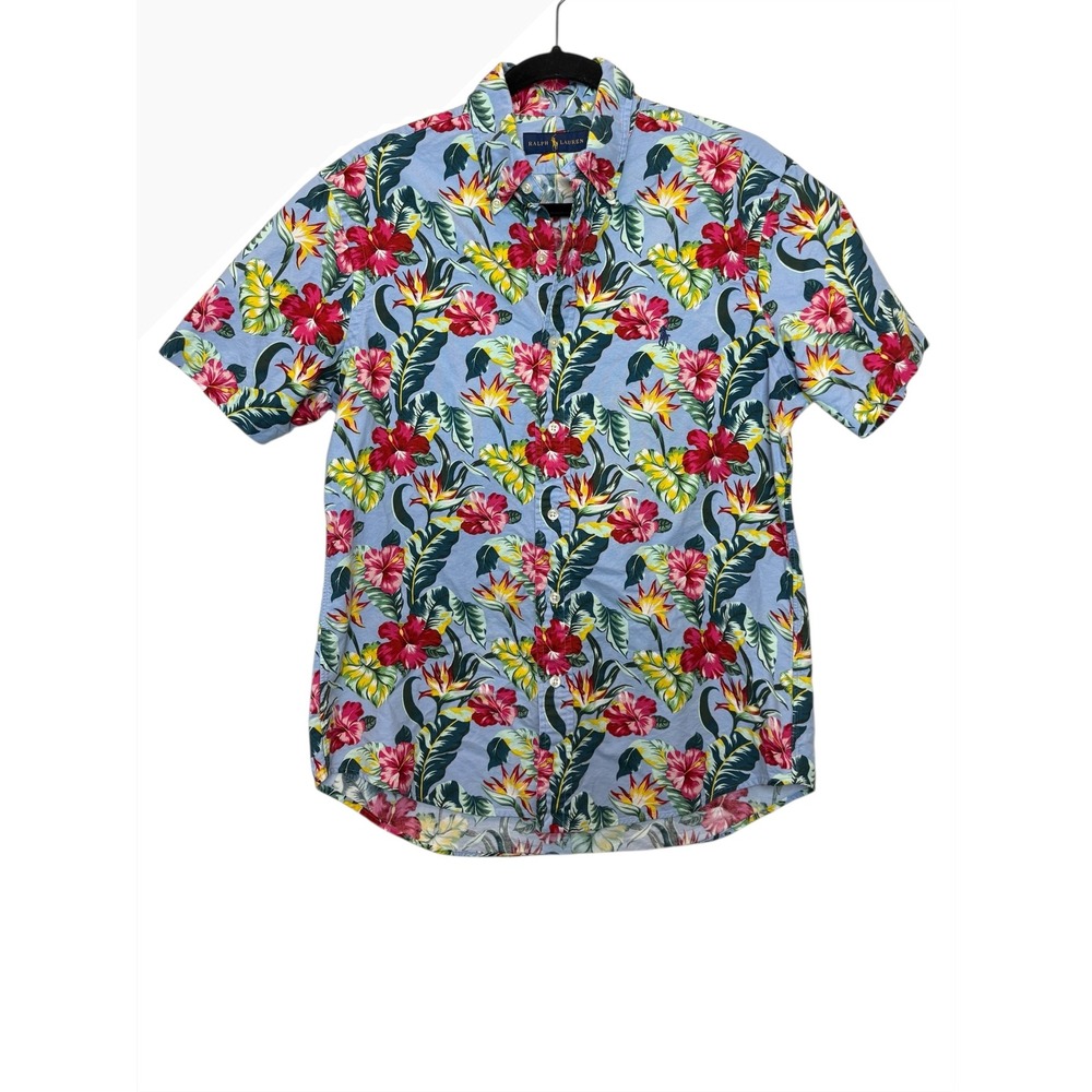 Ralph Lauren Men's Hawaiian Floral Short Sleeve Button Up Shirt Pony Medium - Picture 1 of 5